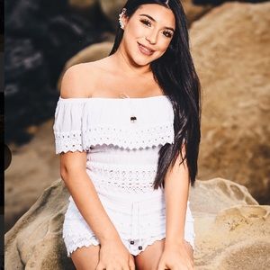 2 piece all white beach outfit